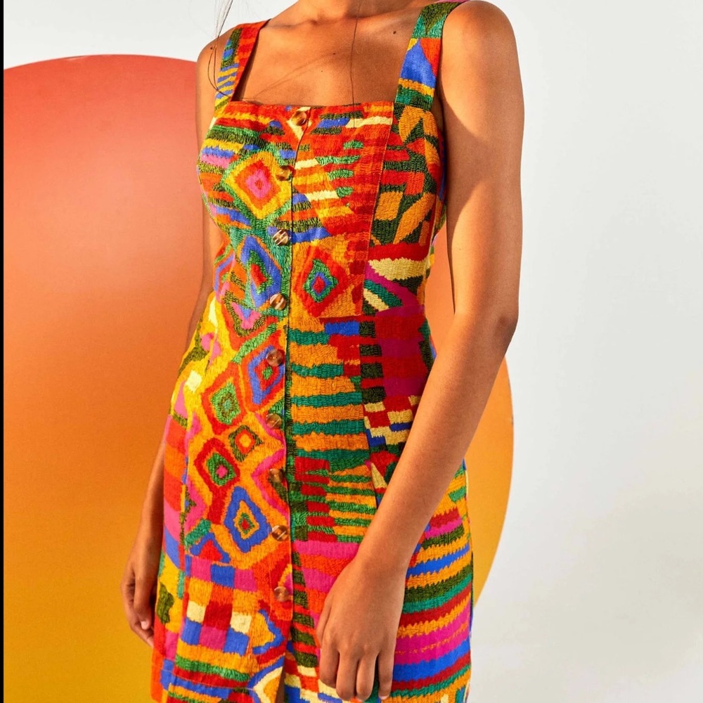 Farm Rio Patches Linen Mini Dress